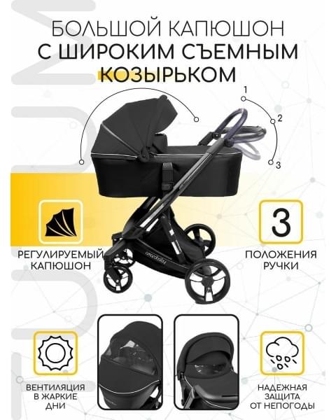 Коляска 2 в 1 AmaroBaby Tutum, Black (Черный)