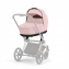 Коляска 2 в 1 Cybex Priam IV Platinum Collection шасси Matt Black, Peach Pink (Розовый)