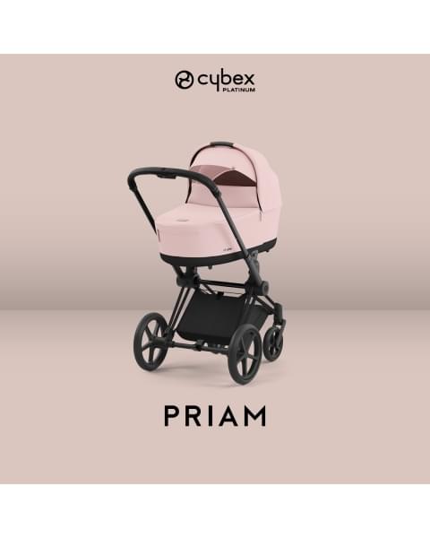 Коляска 2 в 1 Cybex Priam IV Platinum Collection шасси Matt Black, Peach Pink (Розовый)
