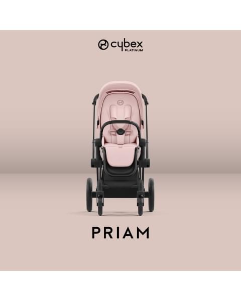 Коляска 2 в 1 Cybex Priam IV Platinum Collection шасси Matt Black, Peach Pink (Розовый)