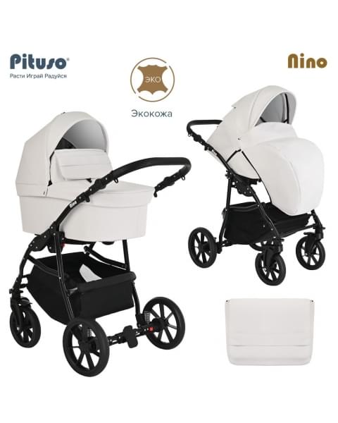 Коляска 2 в 1 Pituso Nino Eco-Leather, White (Белый)