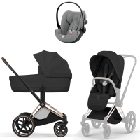 Коляска 3 в 1 Cybex Priam V Rosegold Style Sepia Black + Cloud G3 Stone Grey Plus