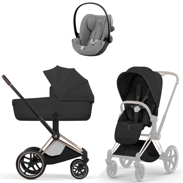Коляска 3 в 1 Cybex Priam V Rosegold Style Sepia Black + Cloud G3 Stone Grey Plus