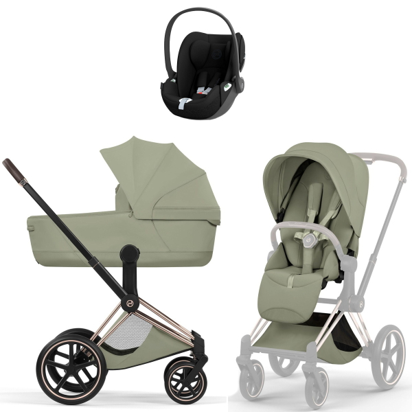 Коляска 3 в 1 Cybex Priam V Rosegold Style Sage Green + Cloud T Sepia Black
