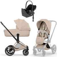Коляска 4 в 1 Cybex Priam V Rosegold Style Cozy Beige + Cloud T Sepia Black Base T