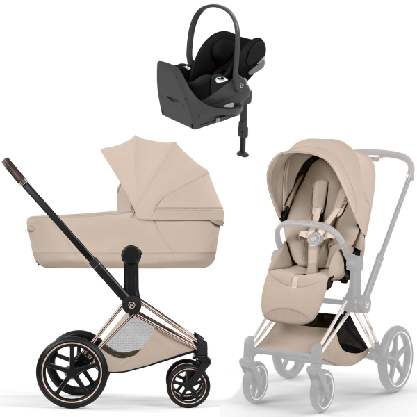 Коляска 4 в 1 Cybex Priam V Rosegold Style Cozy Beige + Cloud T Sepia Black Base T