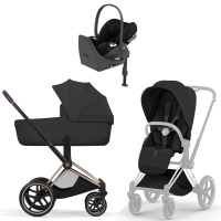 Коляска 4 в 1 Cybex Priam V Rosegold Style Sepia Black + Cloud T Sepia Black Base T