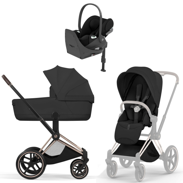 Коляска 4 в 1 Cybex Priam V Rosegold Style Sepia Black + Cloud T Sepia Black Base T