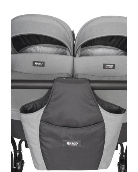 Коляска для двойни 2 в 1 Riko Basic Saxo, 02 (Серый / Чёрный)