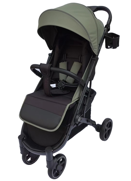 Коляска прогулочная Peppy Polo oliva green черная рама, сумка