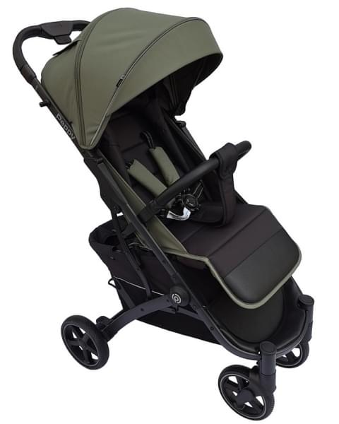 Коляска прогулочная Peppy Polo oliva green черная рама, сумка