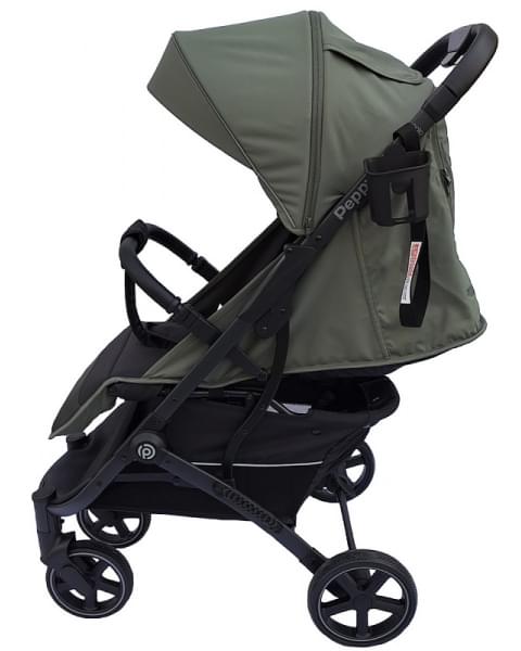 Коляска прогулочная Peppy Polo oliva green черная рама, сумка
