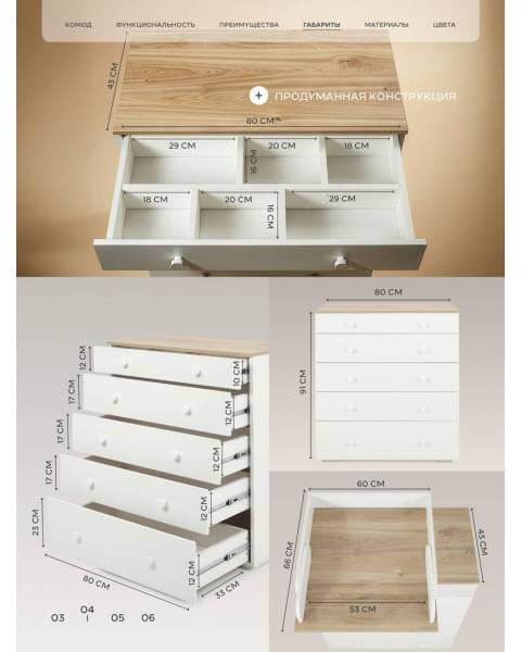 Комод пеленальный Rant Levi 80/5 с органайзером Cloud white