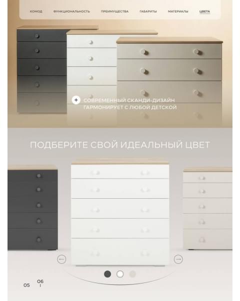 Комод пеленальный Rant Levi 80/5 с органайзером Cloud white