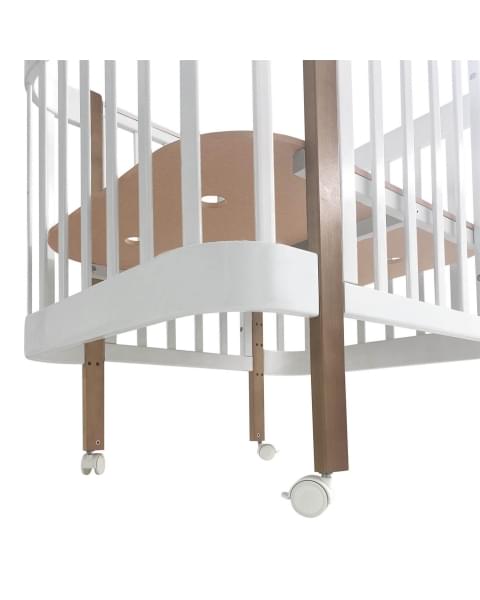 Кровать детская Indigo Italiano Baby продольный маятник на колесах белый-натуральный