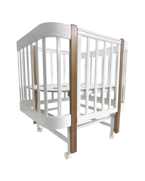 Кровать детская Indigo Italiano Baby продольный маятник на колесах белый-натуральный