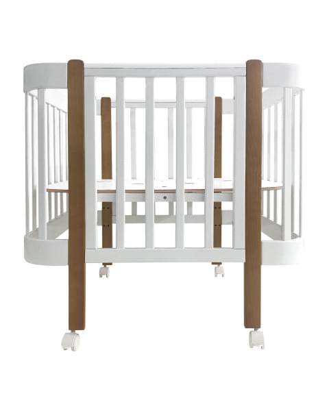 Кровать детская Indigo Italiano Baby продольный маятник на колесах белый-натуральный