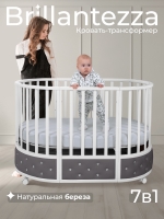 Кроватка-трансформер 7в1 Sweet Baby Brillantezza на колесах Белая/серая