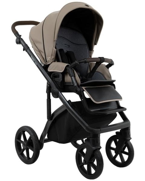 Детская коляска Roan Bass Next Кожа 2.0 3 в 1 с автокреслом Tutis Elo Lux EduSky Black BNL/71/2 Cappucino/Black/ руч.Коричневый