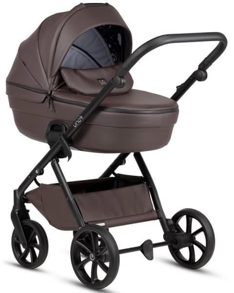 Детская коляска Tutis Uno 6 Plus Leather collection 3 в 1 с автокреслом Elo Lux EduSky Black 1402177 Cioccolata