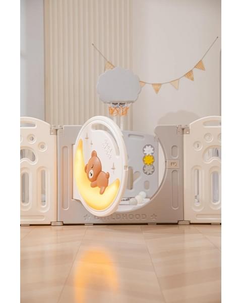 Манеж UNIX Kids DeLuxe Grey, 150x180 cм с игровыми аксессуарами