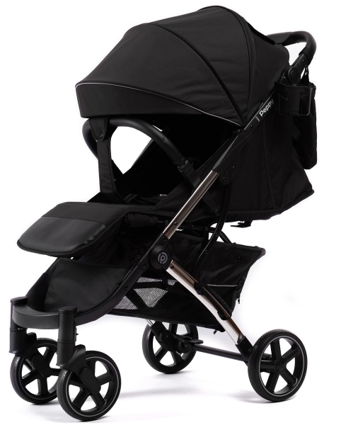 Прогулочная коляска Peppy Polo 2.0 Silver black хром рама, сумка