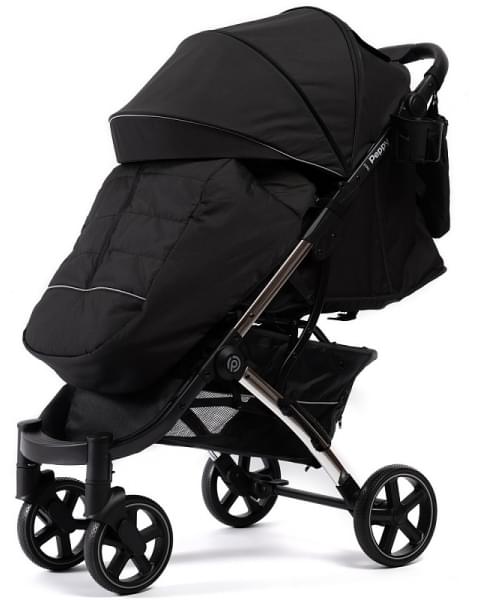 Прогулочная коляска Peppy Polo 2.0 Silver black хром рама, сумка