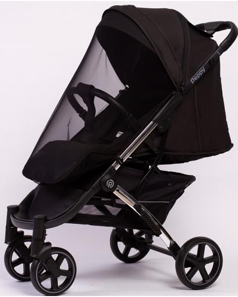 Прогулочная коляска Peppy Polo 2.0 Silver black хром рама, сумка