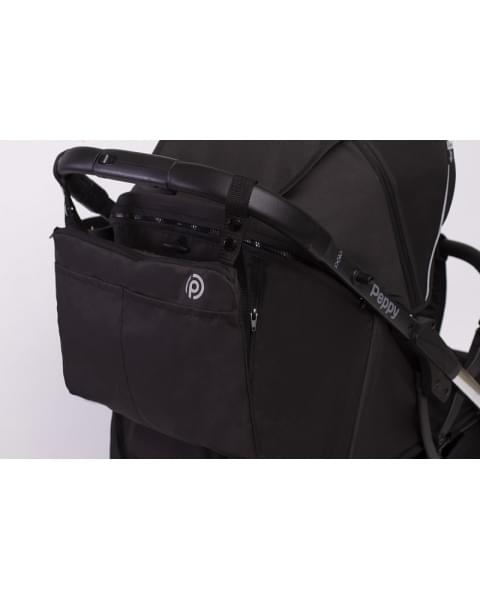 Прогулочная коляска Peppy Polo 2.0 Silver black хром рама, сумка