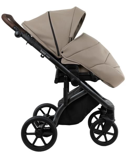 Детская коляска Roan Bass Next Кожа 2.0 3 в 1 с автокреслом Tutis Elo Lux EduSky Black BNL/71/2 Cappucino/Black/ руч.Коричневый