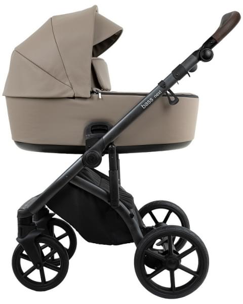 Детская коляска Roan Bass Next Кожа 2.0 3 в 1 с автокреслом Tutis Elo Lux EduSky Black BNL/71/2 Cappucino/Black/ руч.Коричневый