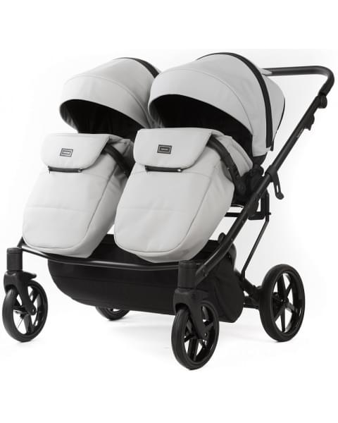 Детская коляска для двойни Adamex Leo Duo Deluxe 2 в 1 DUO-SA3 (СВ.СЕРАЯ КОЖА)