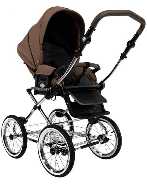 Детская коляска Roan Bass Next Classic 2.0 d14 3 в 1 с автокреслом Tutis Elo Lux EduSky Black BSNC/91/2 Mocha Mousse/Black/руч.Cappuccino