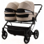Детская коляска для двойни Adamex Leo Duo Deluxe 3 в 1 DUO-SA7 (СВ.БЕЖЕВАЯ КОЖА)