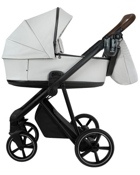 Детская коляска Roan Sol Vintage Leather 2.0 3 в 1 с автокреслом Tutis Elo Lux Edusky Black SL/12/L Island Stone /Black/ руч.Коричневый