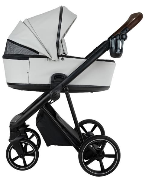 Детская коляска Roan Sol Vintage Leather 2.0 3 в 1 с автокреслом Tutis Elo Lux Edusky Black SL/12/L Island Stone /Black/ руч.Коричневый
