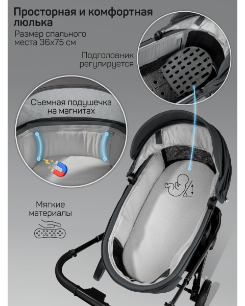Детская коляска AmaroBaby Phenom 3 в 1 графит
