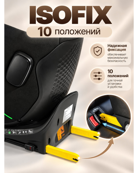 Автокресло с опорной ногой Amarobaby Security, i-Size, для детей 40-150 см, серый