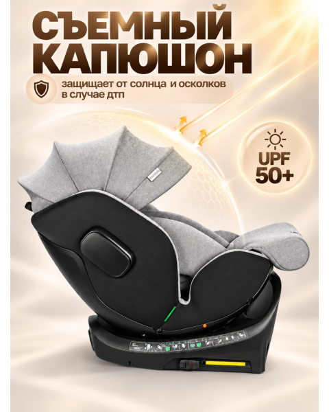 Автокресло с опорной ногой Amarobaby Security, i-Size, для детей 40-150 см, серый