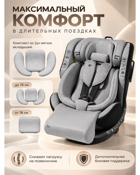 Автокресло с опорной ногой Amarobaby Security, i-Size, для детей 40-150 см, серый
