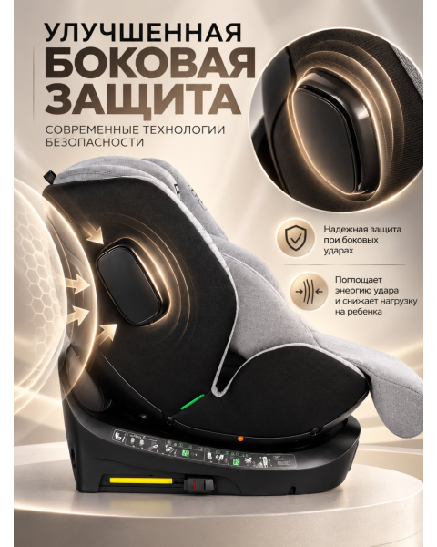Автокресло с опорной ногой Amarobaby Security, i-Size, для детей 40-150 см, серый