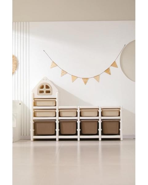Стеллаж для игрушек UNIX Kids 9 ящиков Camel