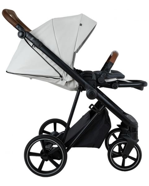 Детская коляска Roan Sol Vintage Leather 2.0 3 в 1 с автокреслом Tutis Elo Lux Edusky Black SL/12/L Island Stone /Black/ руч.Коричневый