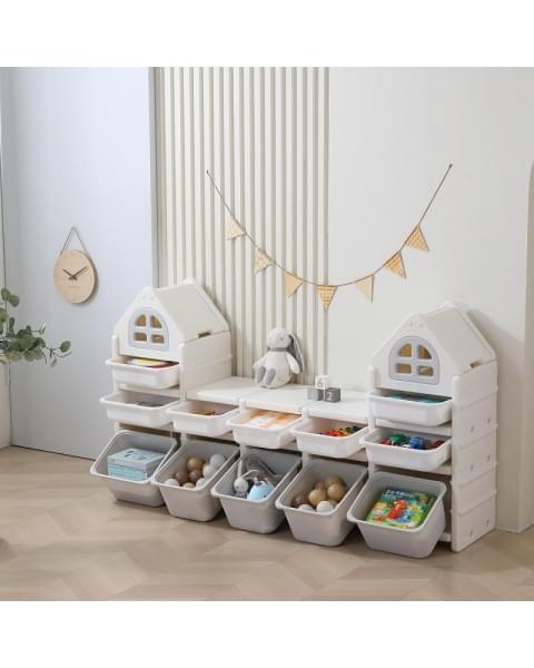 Стеллаж для игрушек UNIX Kids 12 ящиков Grey