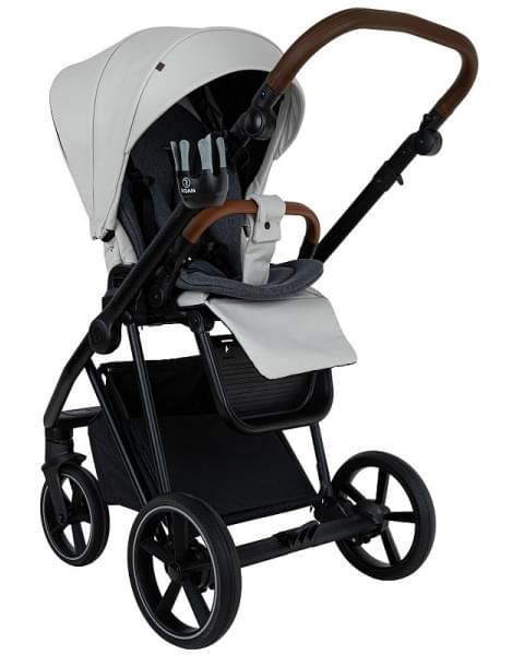 Детская коляска Roan Sol Vintage Leather 2.0 3 в 1 с автокреслом Tutis Elo Lux Edusky Black SL/12/L Island Stone /Black/ руч.Коричневый