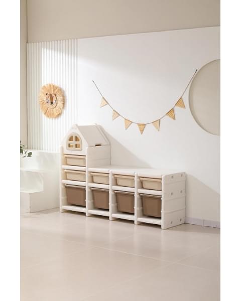 Стеллаж для игрушек UNIX Kids 9 ящиков Camel