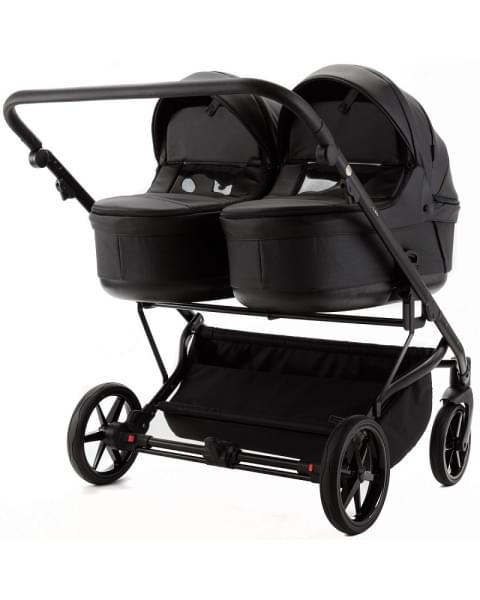 Детская коляска для двойни Adamex Leo Duo Deluxe 2 в 1 DUO-SA2 (ЧЕРНАЯ КОЖА)