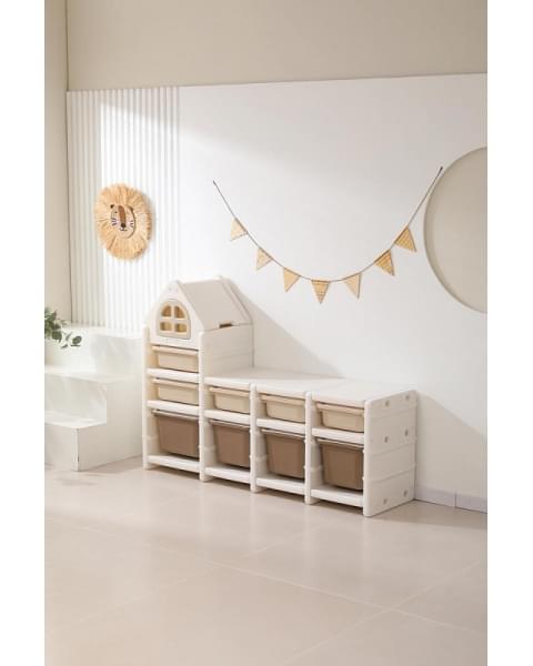 Стеллаж для игрушек UNIX Kids 9 ящиков Camel