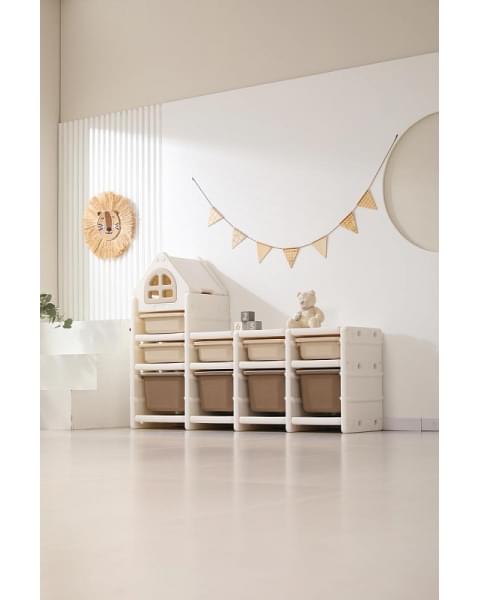 Стеллаж для игрушек UNIX Kids 9 ящиков Camel