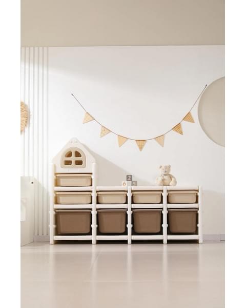 Стеллаж для игрушек UNIX Kids 9 ящиков Camel